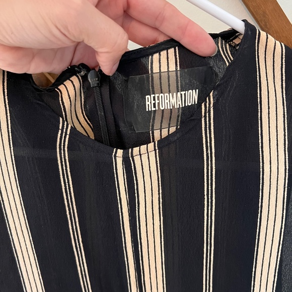 Reformation Black Cream Stripe Mini Dress - Picture 5 of 6